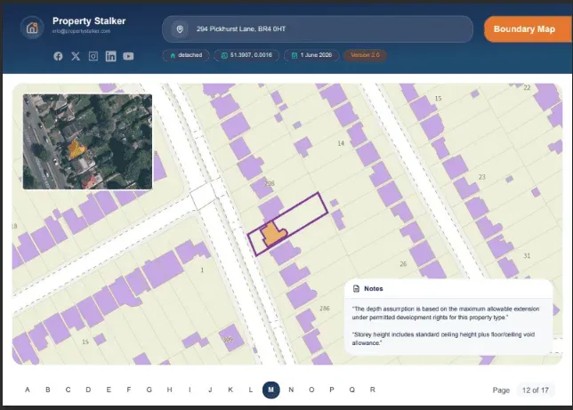 Property boundary map illustrating plot geometry used in feasibility assessment
